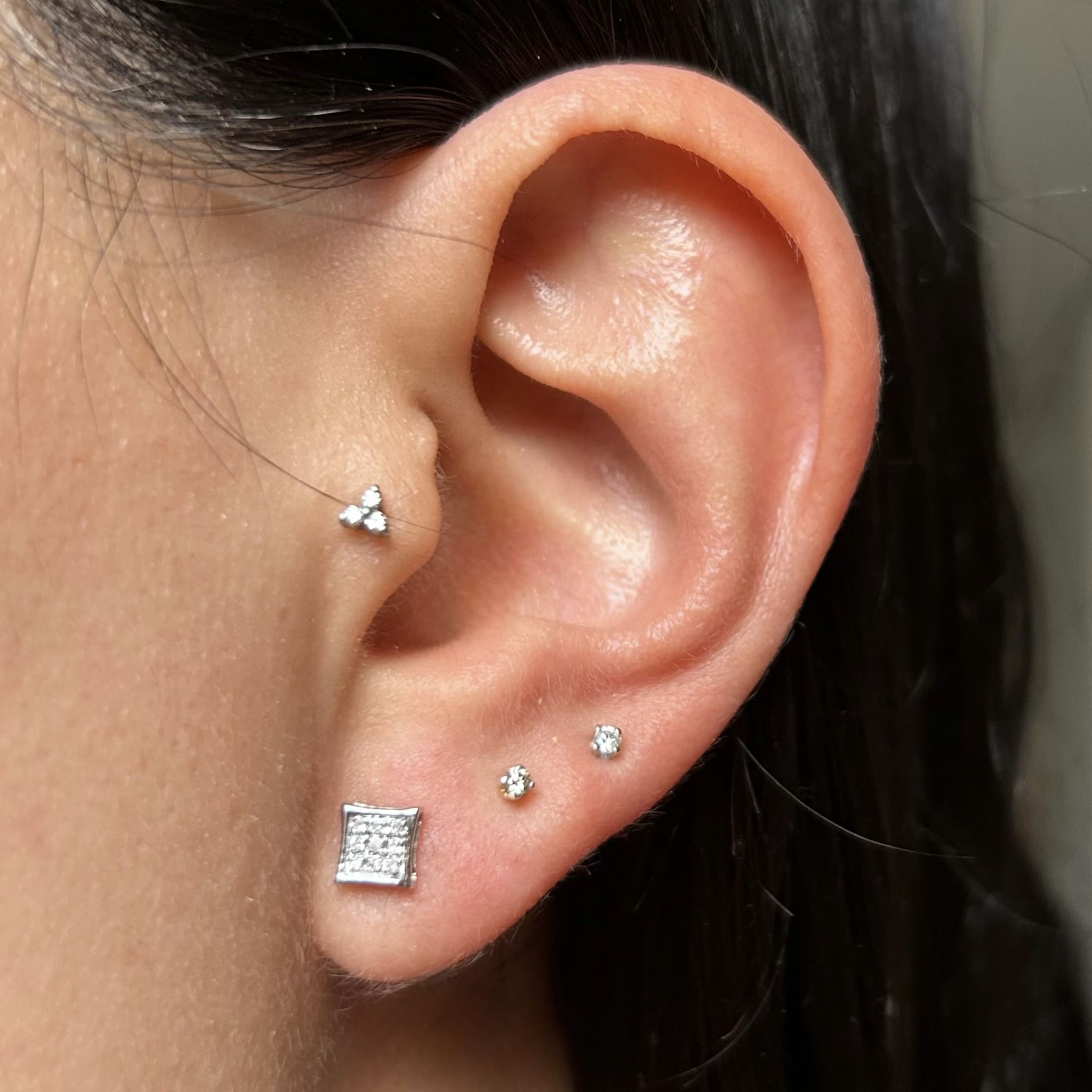 Solitarios cuadrados pavé