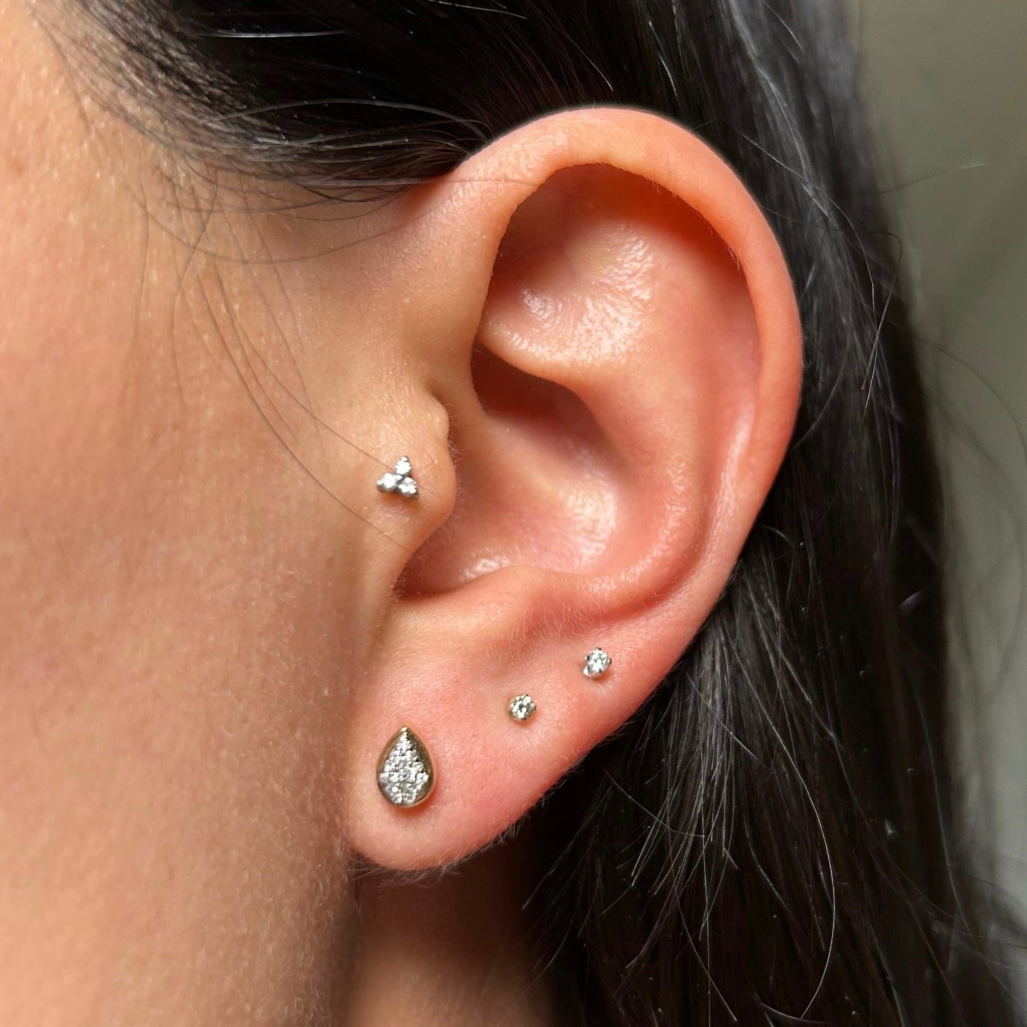 Solitarios pavé gota