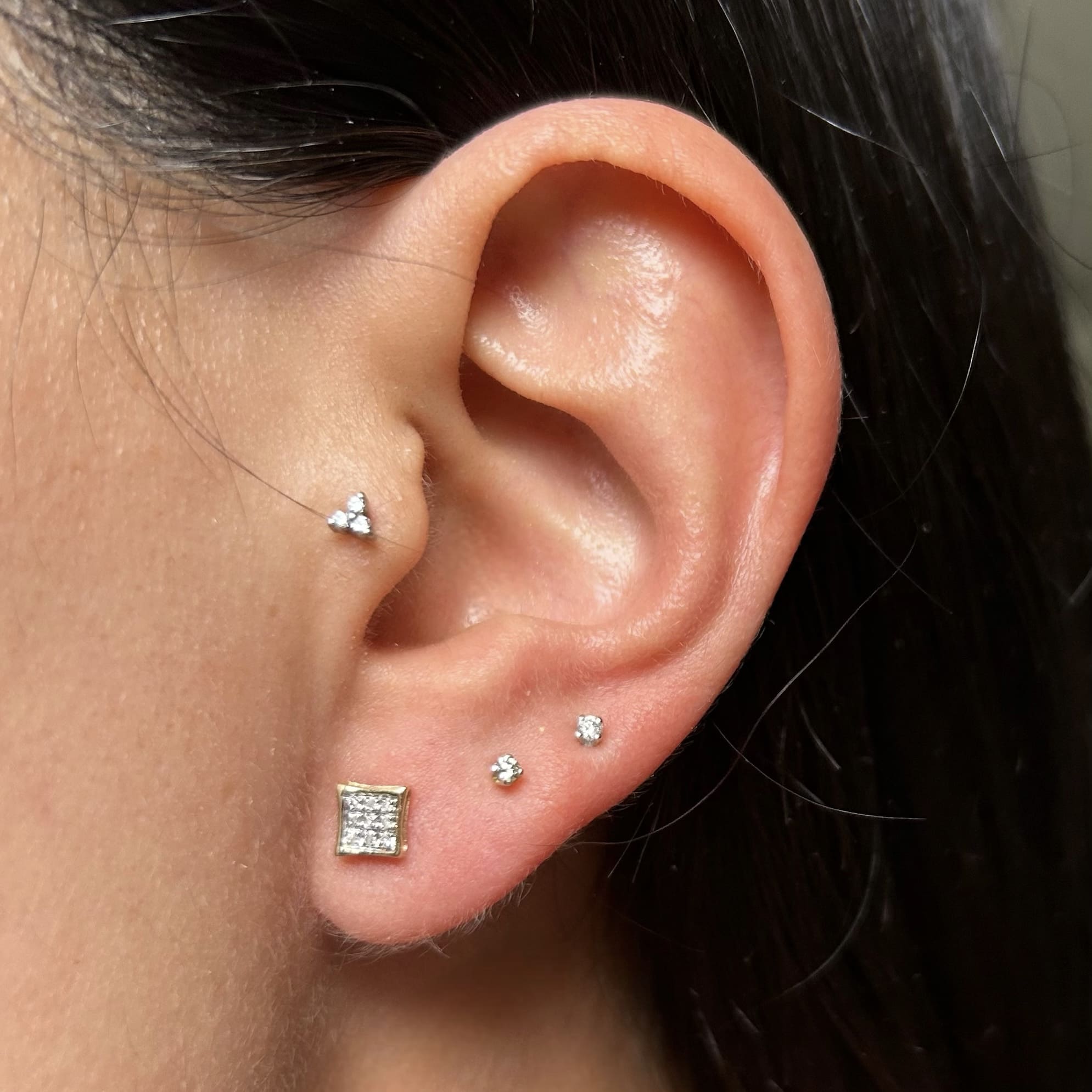 Solitarios cuadrados pavé